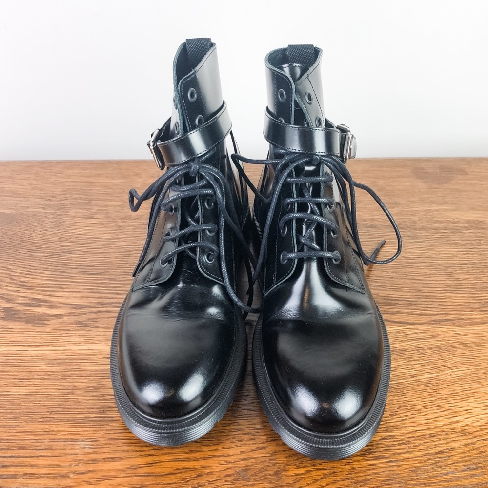 MAJE • Frank Polished Black Leather Combat Boots - Picture 2 of 11